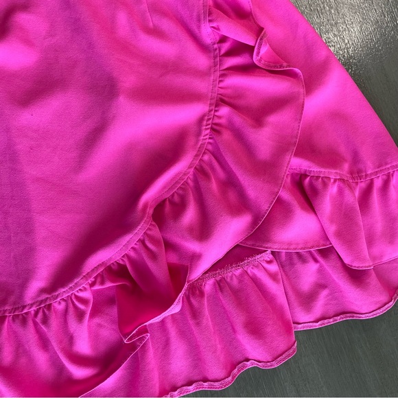 Marelina Hot Pink Ruffle Mini Wrap Dress 40 Small - Picture 7 of 15